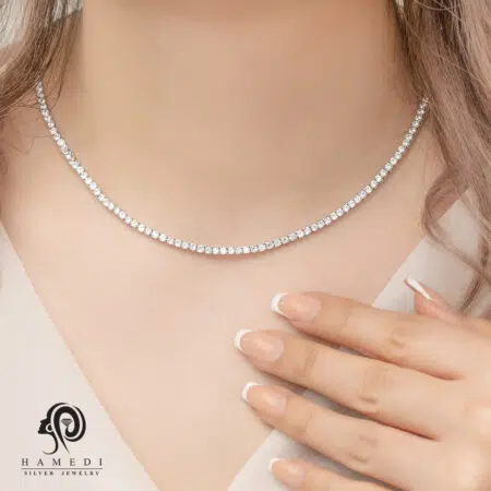 گردنبند نقره زنانه تنیسی مدل KE B2
