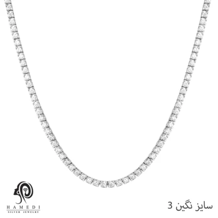 گردنبند نقره زنانه تنیسی سایز نگین 3 مدل KE R3