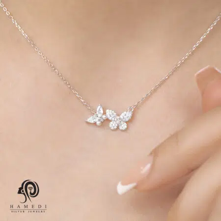 گردنبند نقره زنانه طرح پروانه مدل KEC Y5