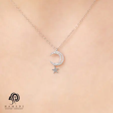 مدال نقره زنانه ماه و ستاره مدل ME B13