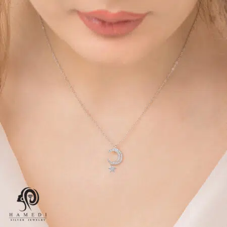 مدال نقره زنانه ماه و ستاره مدل ME B13