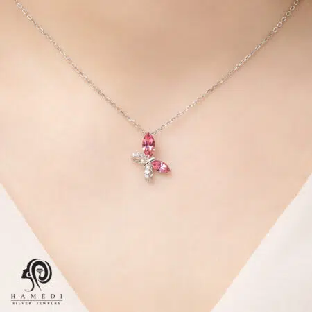 گردنبند سواروسکی نقره زنانه پاپیون مدل ME R21