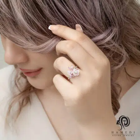 ست صدفی نقره زنانه جواهری مدل NE C1