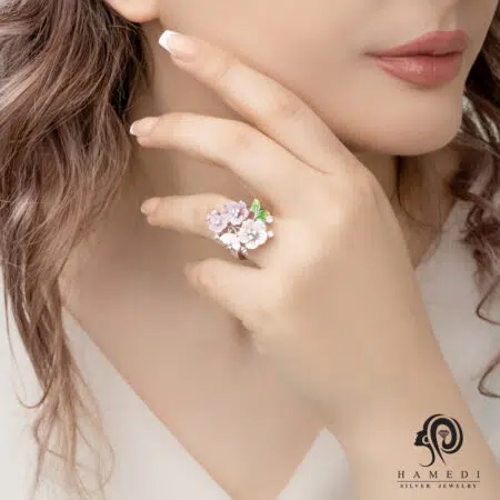 ست صدفی نقره زنانه جواهری مدل NE C10
