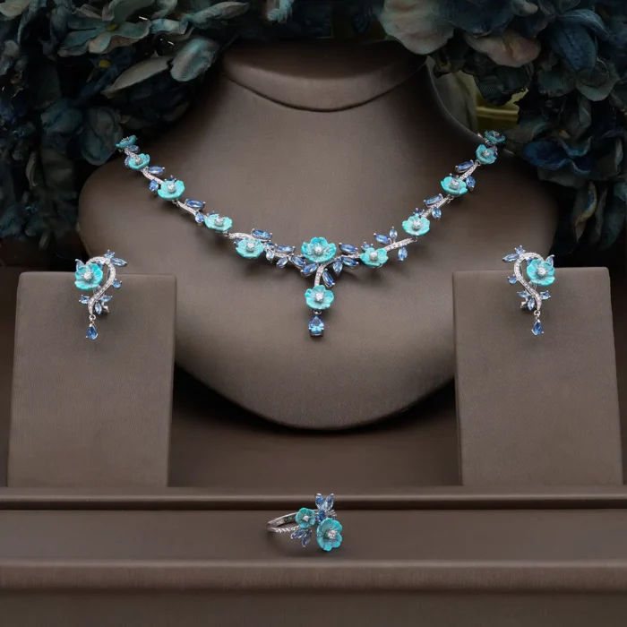 ست صدفی نقره زنانه جواهری مدل NE C12