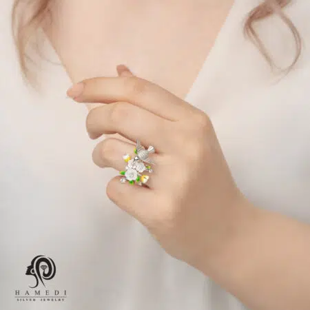 نیم ست صدفی نقره زنانه مدل NE C6