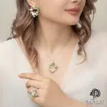 نیم ست صدفی نقره زنانه مدل NE C6