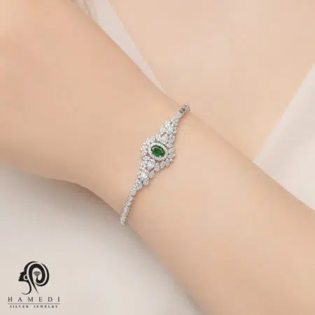 سرویس نقره زنانه نگین رنگی مجلسی مدل SI R20