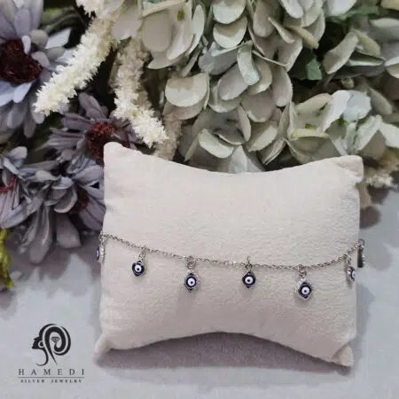 پابند نقره زنانه طرح چشم نظر مدل AE T18