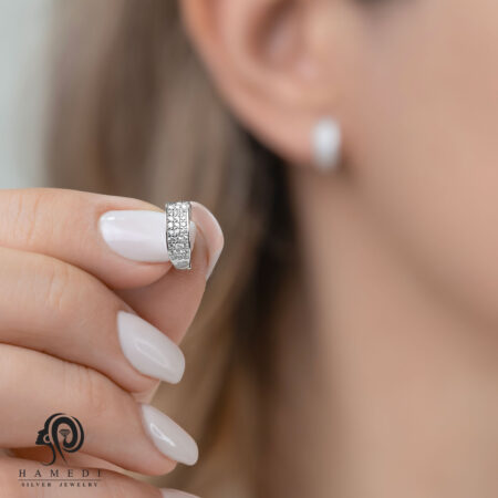 گوشواره نقره زنانه حلقه ای مدل EE B53