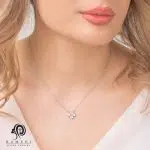 گردنبند نقره زنانه نگین اشکی مدل ME R16