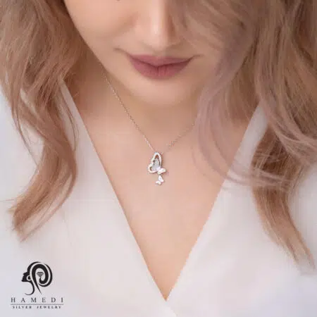 گردنبند نقره زنانه پروانه صدف مدل ME C4
