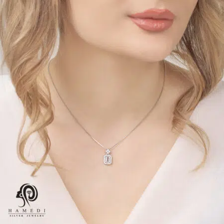 گردنبند نقره زنانه تک نگین مدل ME R14
