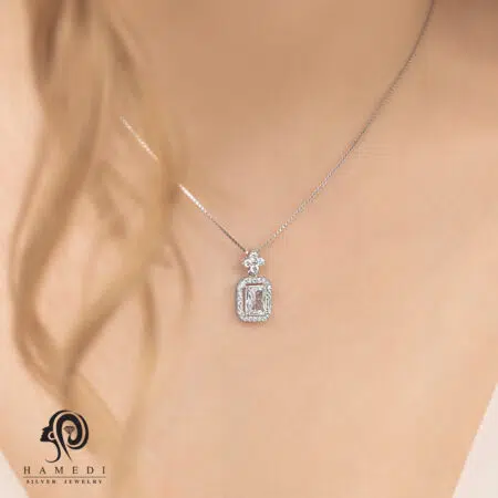 گردنبند نقره زنانه تک نگین مدل ME R14