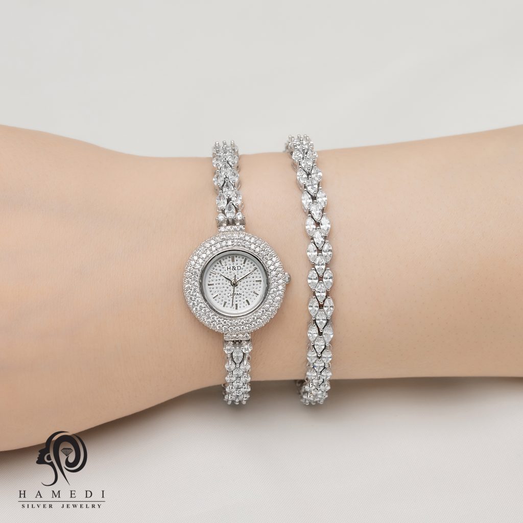 ست ساعت و دستبند نقره زنانه مدل SWB15
