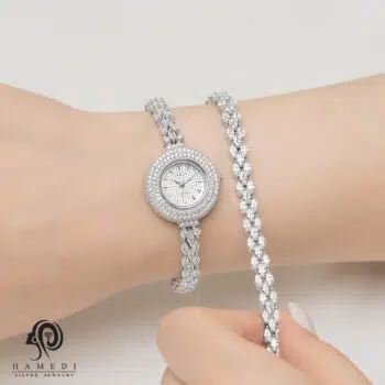 ست ساعت و دستبند نقره زنانه مدل SWB15