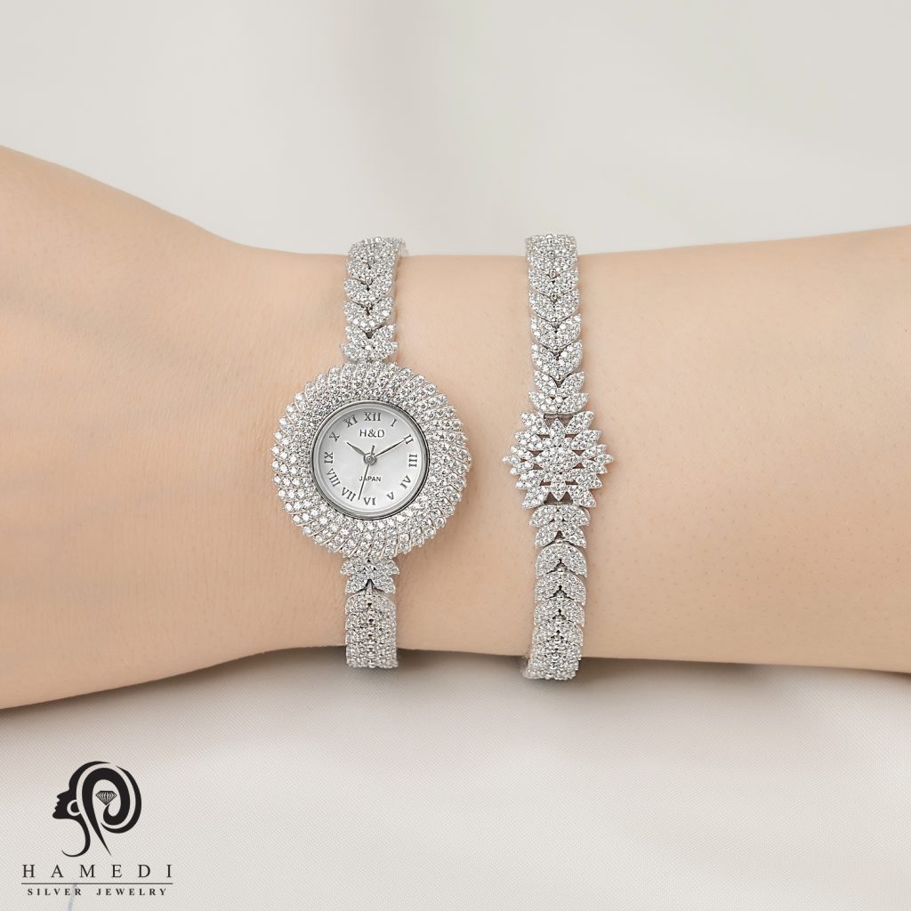 ست ساعت و دستبند نقره زنانه مدل SWB18