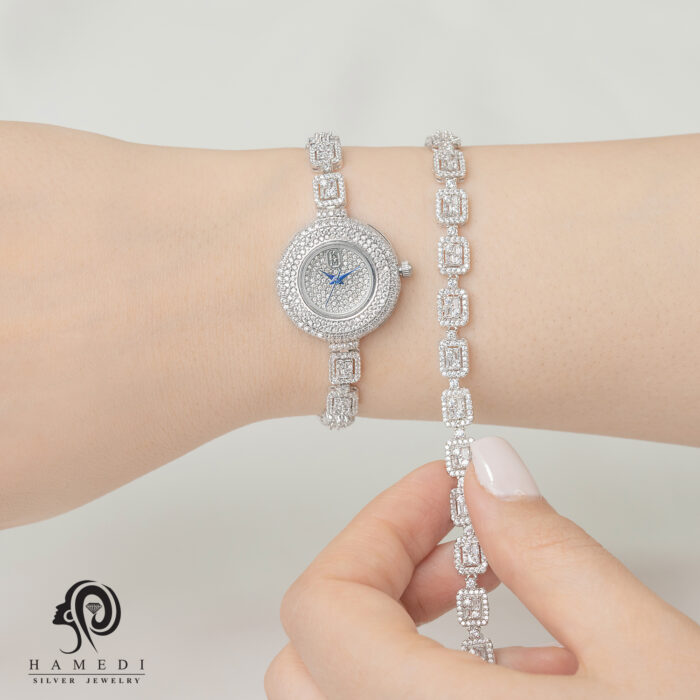 ست ساعت و دستبند نقره زنانه مدل SWB22
