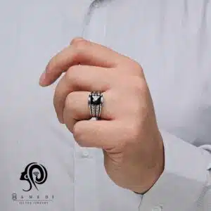 انگشتر نقره مردانه ترک جواهری مدل REM R170