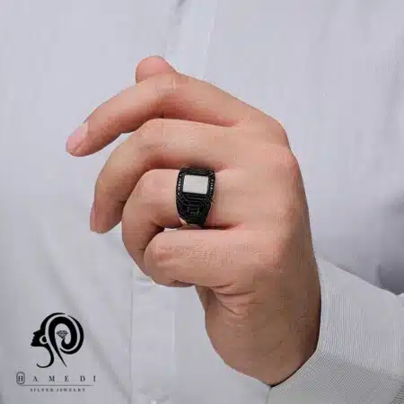 انگشتر نقره مردانه ترک جواهری مدل REM R178