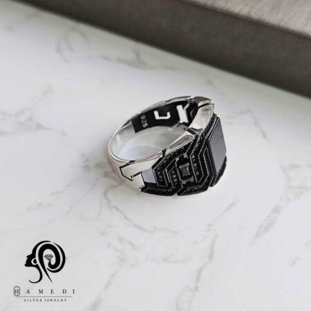 انگشتر نقره مردانه ترک جواهری مدل REM R178 - 4