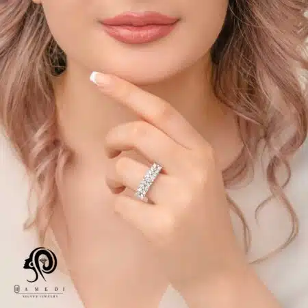 انگشتر نقره زنانه مجلسی جواهری مدل RI K46