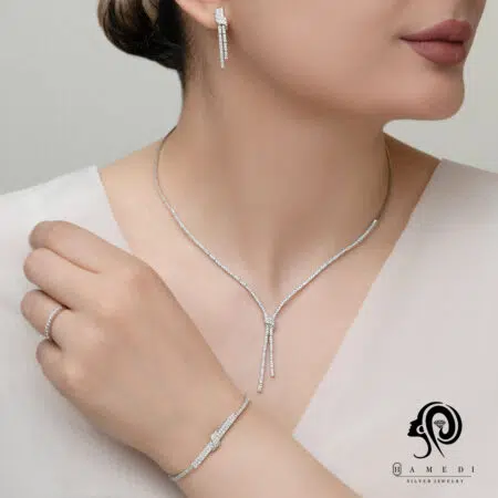 سرویس نقره زنانه جواهری مجلسی مدل SE B7
