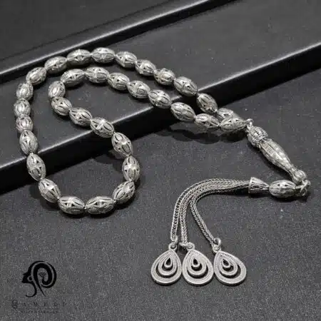 تسبیح نقره مردانه مدل TE T11