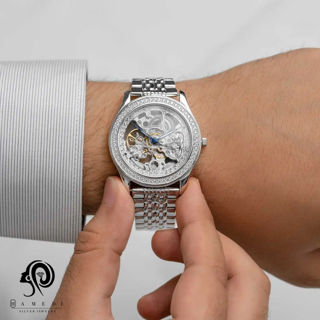 ساعت نقره مردانه اسکلتون اتوماتیک مدل WEM 6