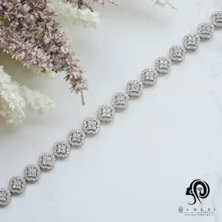 دستبند نقره زنانه ونکلیف جواهری مدل BI B37
