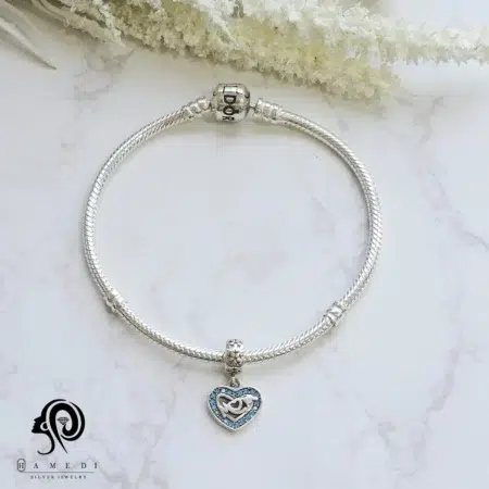 چارم پاندورا نقره طرح قلب MOM مدل CH 86