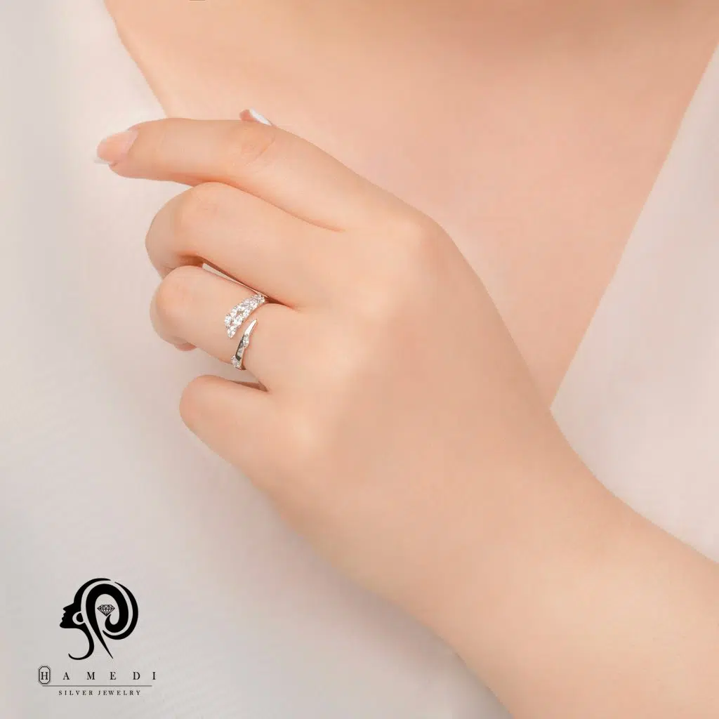 انگشتر نقره زنانه ایتالیایی جواهری مدل RE A11