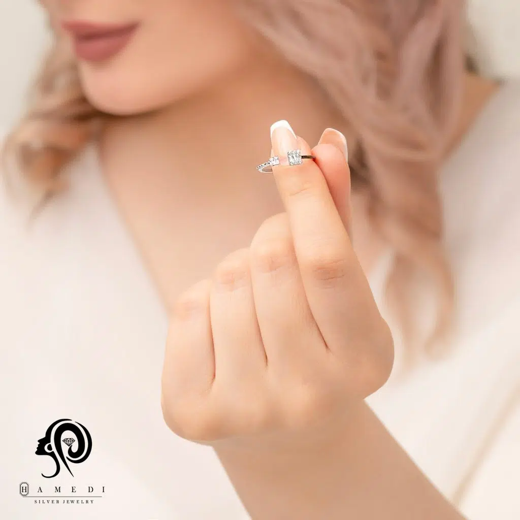 انگشتر نقره زنانه ایتالیایی جواهری مدل RE E78