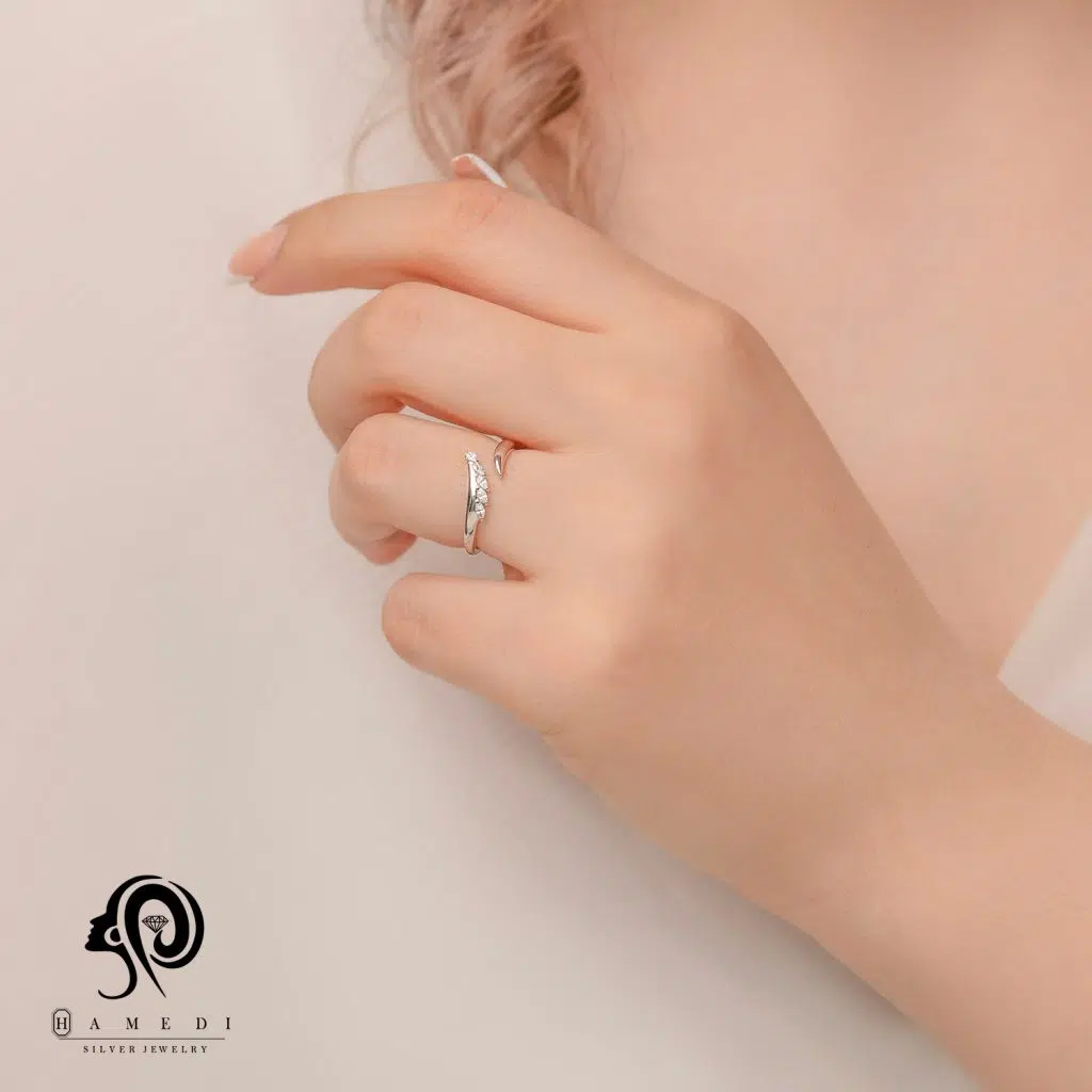 انگشتر نقره زنانه ایتالیایی جواهری مدل RE Z2