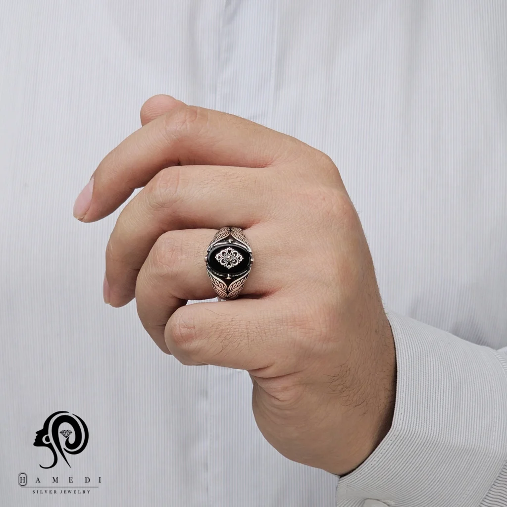 انگشتر نقره مردانه مجلسی جواهری مدل REM H45