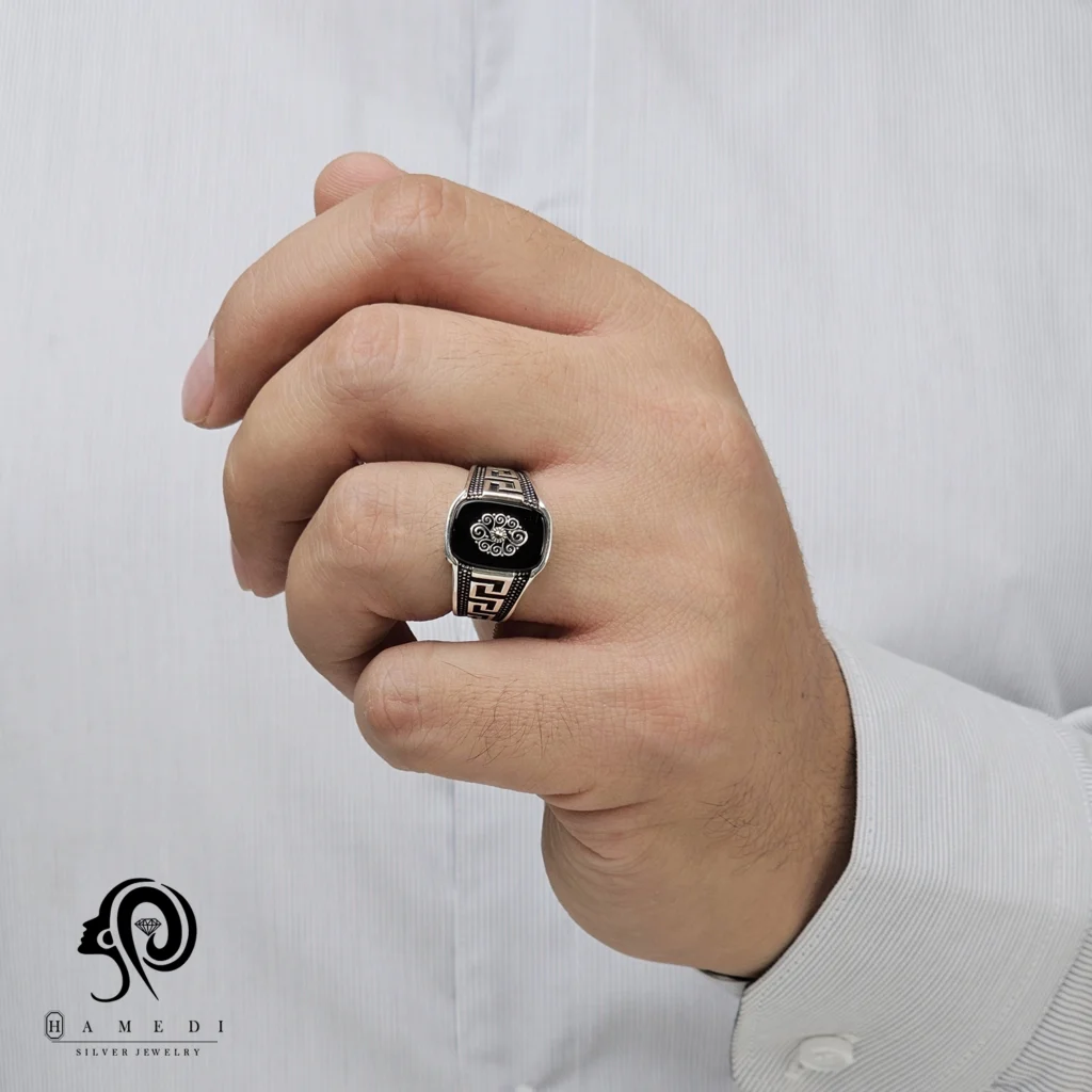 انگشتر نقره مردانه مجلسی جواهری مدل REM H47