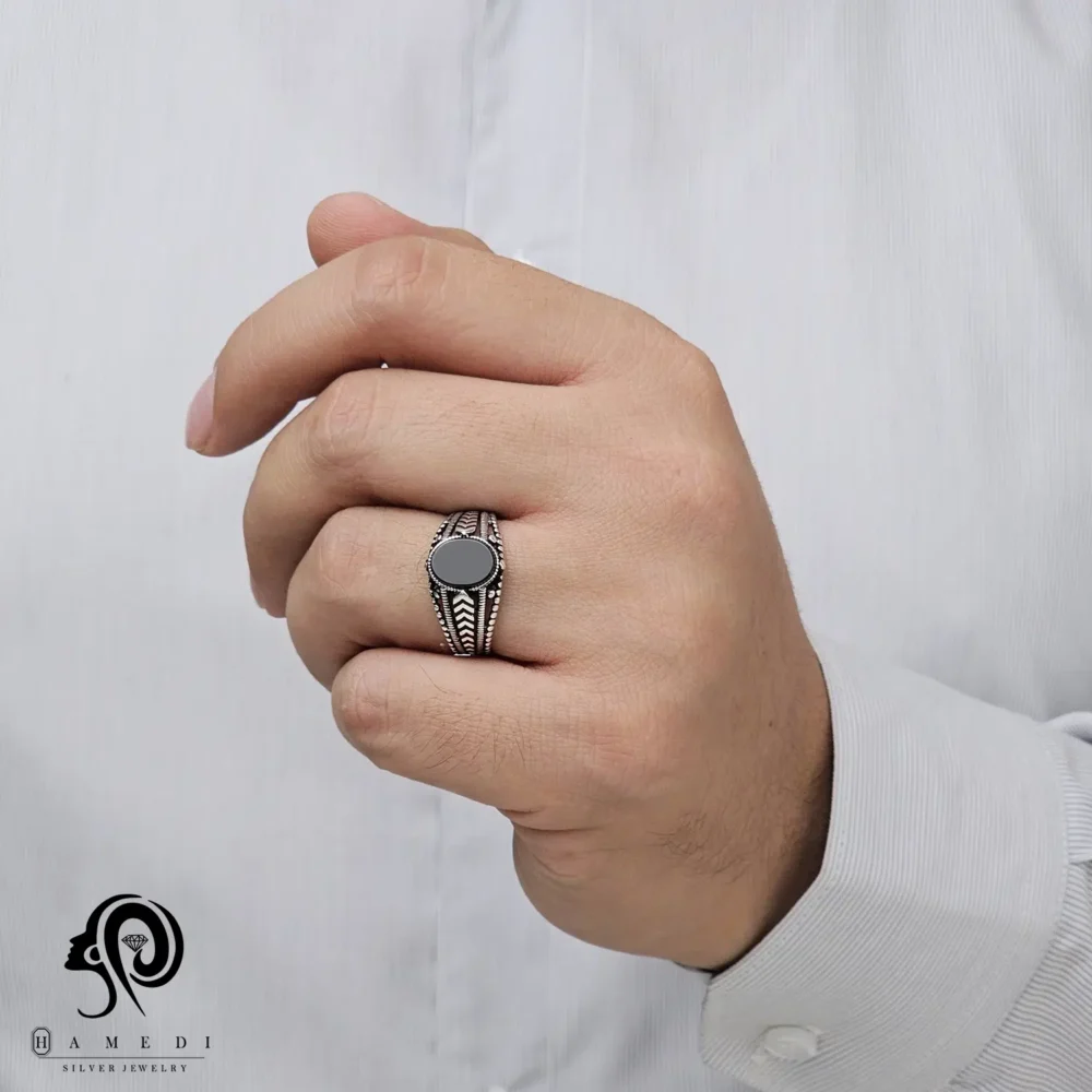 انگشتر نقره مردانه مجلسی جواهری مدل REM R159