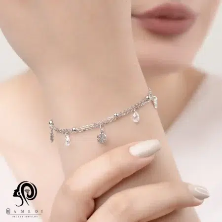 دستبند نقره زنانه طرح دانه برف مدل BEC A2