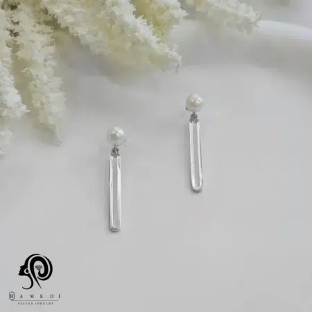 گوشواره نقره زنانه ایتالیایی مروارید مدل EE Y6