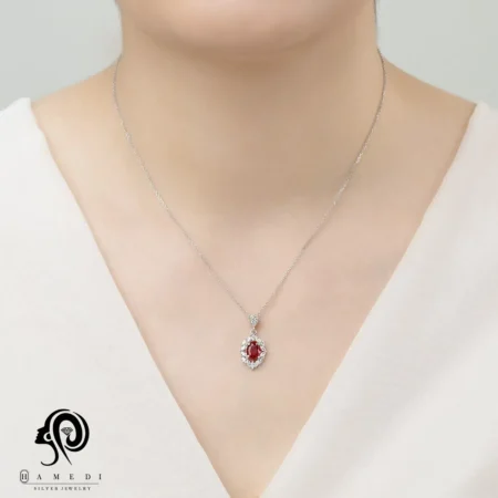 نیم ست نقره زنانه مجلسی رنگی مدل NI R51