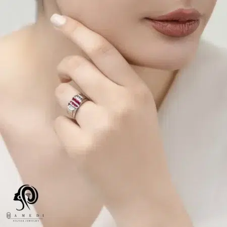انگشتر نقره زنانه ایتالیایی رنگی مدل RE I1