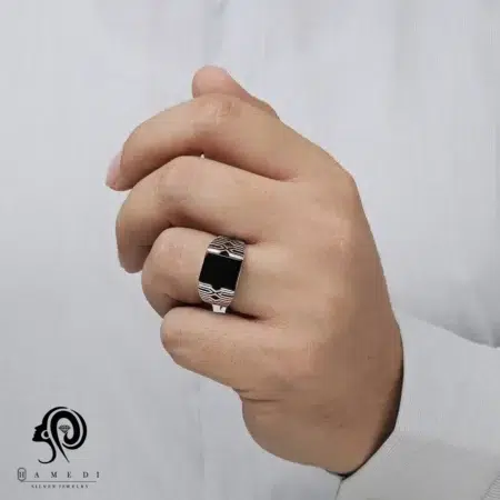 انگشتر نقره مردانه ترک جواهری مدل REM R149