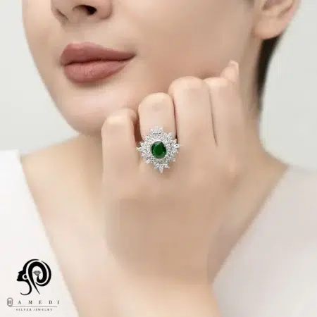 انگشتر نقره زنانه مجلسی رنگی مدل RI R164