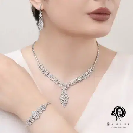 سرویس نقره زنانه کراواتی جواهری مدل SI E38
