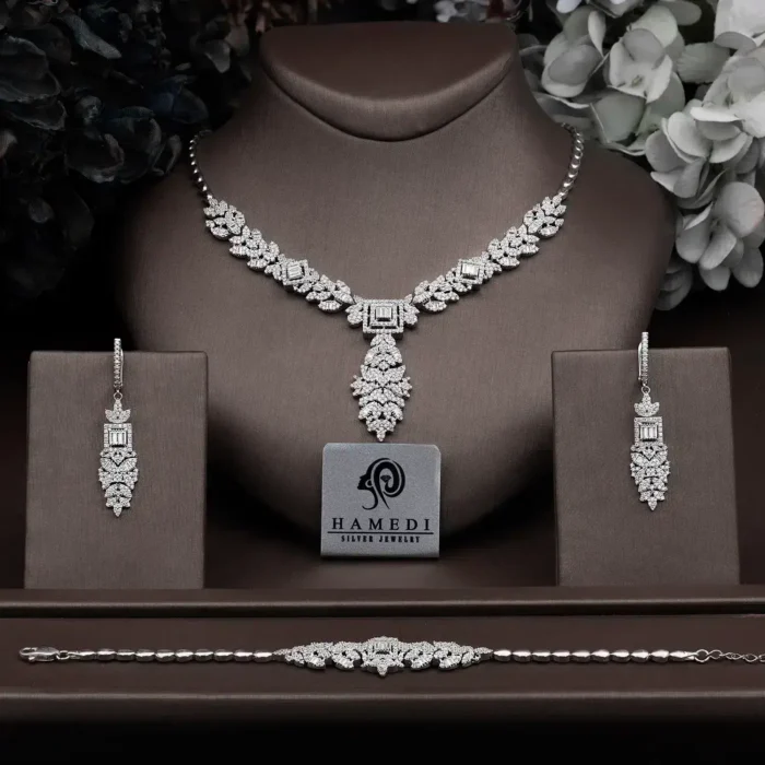 سرویس نقره زنانه کراواتی جواهری مدل SI E38