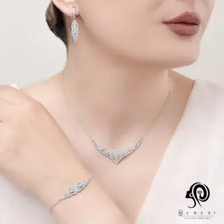 سرویس نقره زنانه زنجیری مجلسی مدل SIC F12