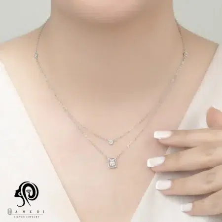 گردنبند نقره زنانه زنجیری مجلسی مدل KEC F9