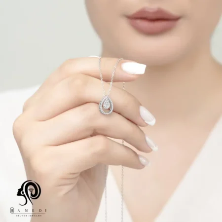 گردنبند نقره زنانه مجلسی جواهری مدل ME S10