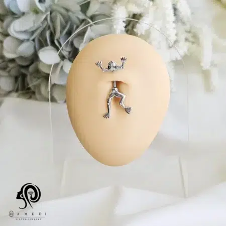 پیرسینگ ناف نقره زنانه طرح قورباغه مدل PE B14