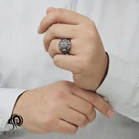 انگشتر نقره مردانه ترک جواهری مدل REM A1